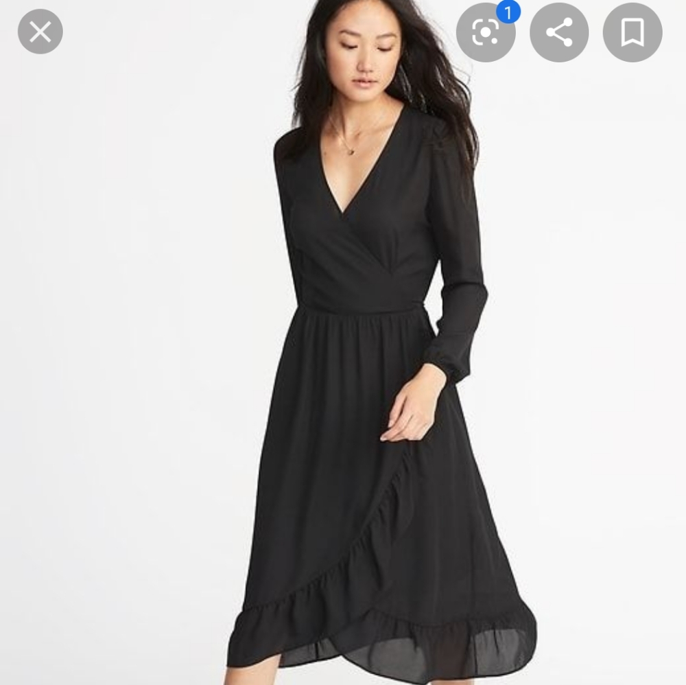 Nwt! Black faux wrap dress